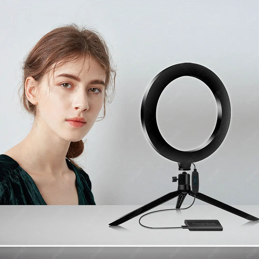 DOLED 6&quot LED Mini Round Ring Light Lamp with Tabletop Stand for Selfie Live Stream Photographic Lighting Video Conference Zoom |