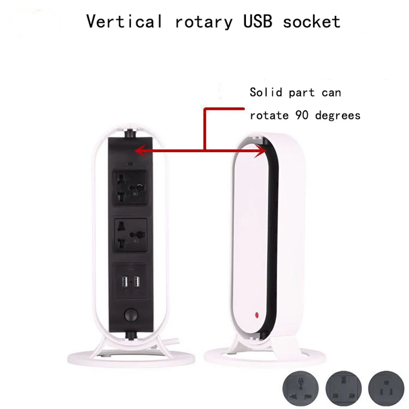 Поворотный сетевой фильтр с европейской вилкой USB вертикальный удлинитель 5AC 2USB 2