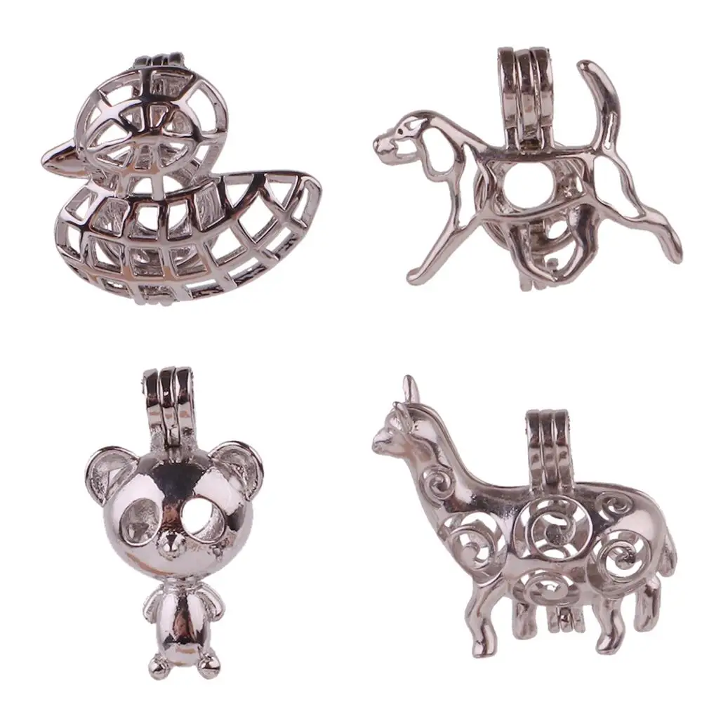 10 шт. тускловатый серебряный Медь в виде утки и медведя овчарки животных каменная