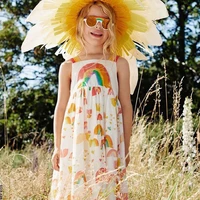 girl rainbow dress summer toddler clothes baby sleeveless flower pattern sling dress 1 8y