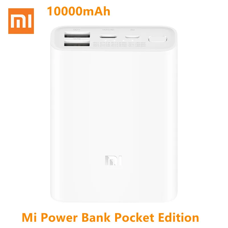 

Xiaomi Power Bank 10000mAh PB1022ZM Pocket Version Mini 3 Out 2 In Powerbank 10000 Portable Charger External Battery Poverbank