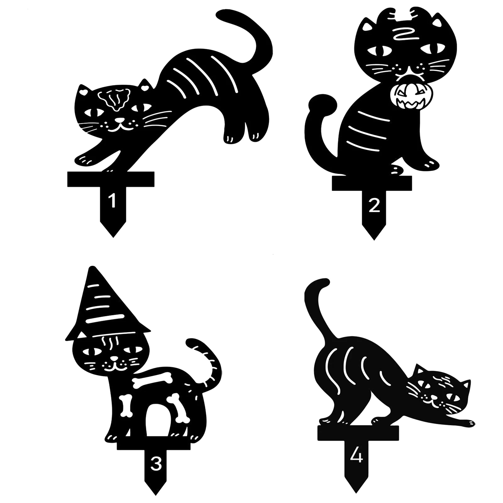 

Yard Art Cat Garden Inserts Acrylic Animal Hollow Inserts Yard Decoration Art Silhouette Garden Backyard Lawn Stakes Statues