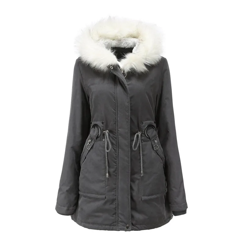 Черные парки Зимняя одежда больших размеров Кашемировая парка Зимнее плотное