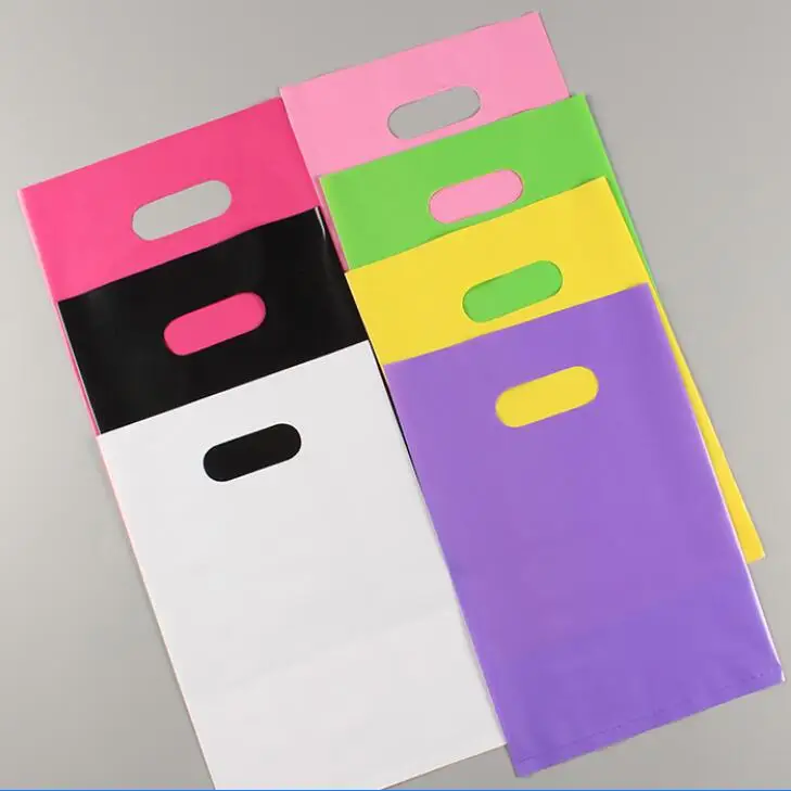 50 шт. цветные пустые пластиковые пакеты с ручкой подарочная упаковка вечерние