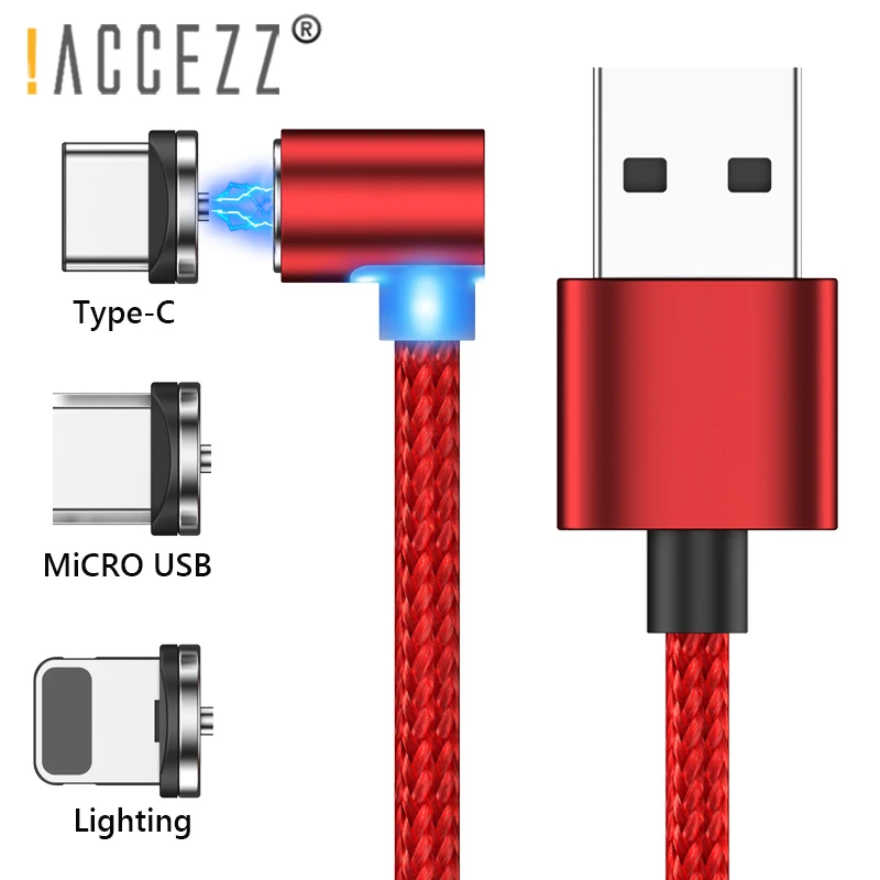 ! Магнитный кабель ACCEZZ L образный для быстрой зарядки Micro USB Тип C iPhone Samsung Xiaomi