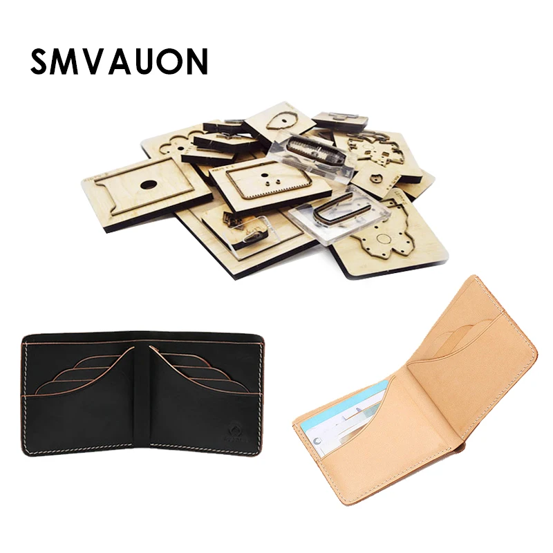 

SMVAUON Handmade Diy Wood Die Cutting Wallet Mould Making Handmade Gifts Wallet Leather Punching Set