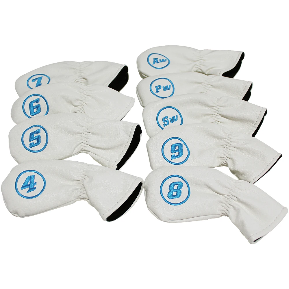 

9Pcs/set Golf Iron Covers Waterproof PU Soft Fluff Inside Puppy White Black Golf Headcover for Iron Set
