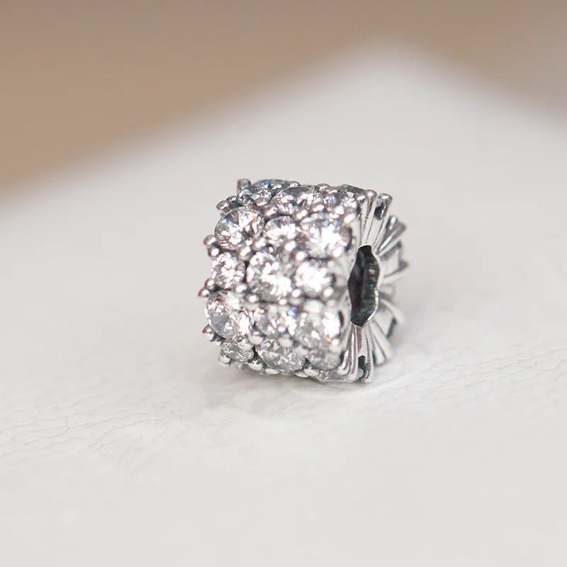 

2019 зимние рождественские синие прозрачные сверкающие шармы из стерлингового серебра 925 пробы шармы бусины подходят для браслетов DIY женски...