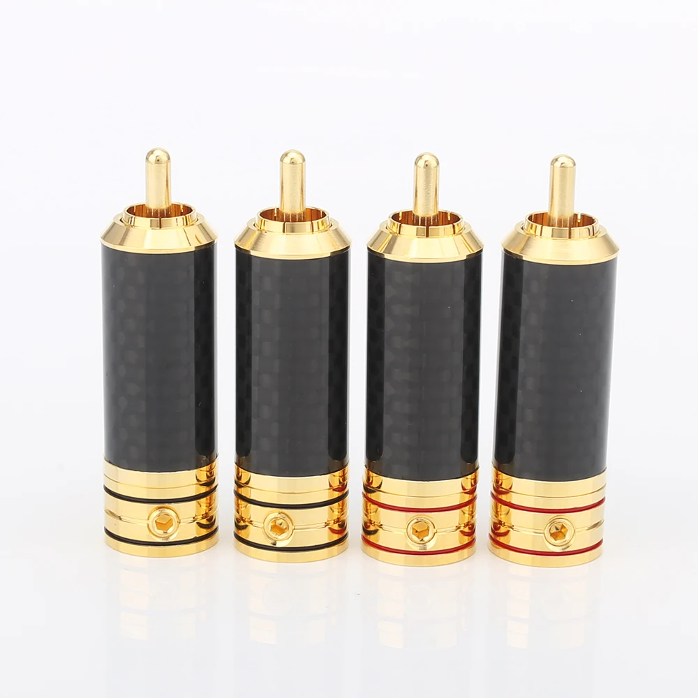 4 шт. Hifi США Медный позолоченный разъем RCA из углеродного волокна