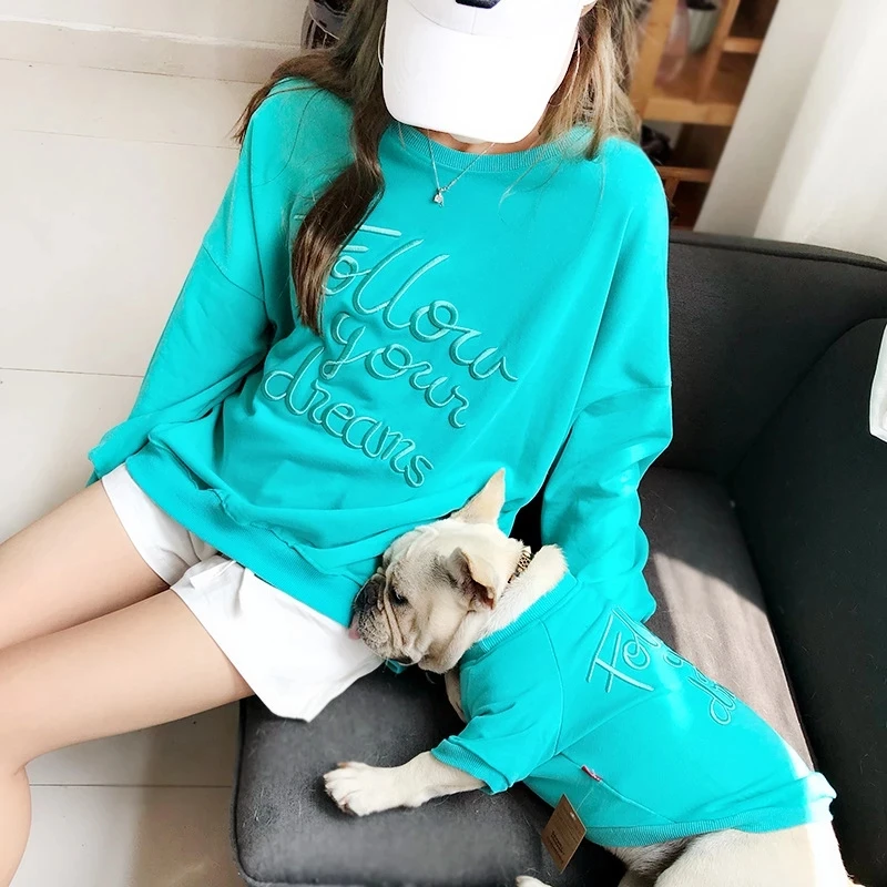 

2021 Pet Dog Hoodie Spring Solid Autumn Pets Dogs Clothing Bulldog Teddy Schnauzer Pug Clothes Pet Matching Ropa Perro