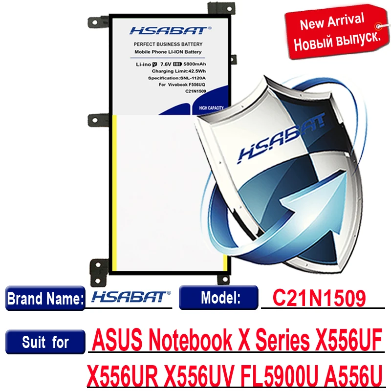 100% оригинал HSABAT 5800mAh C21N1509 батарея для ASUS Notebook X Series X556UF X556UR X556UV FL5900U A556U | Компьютеры