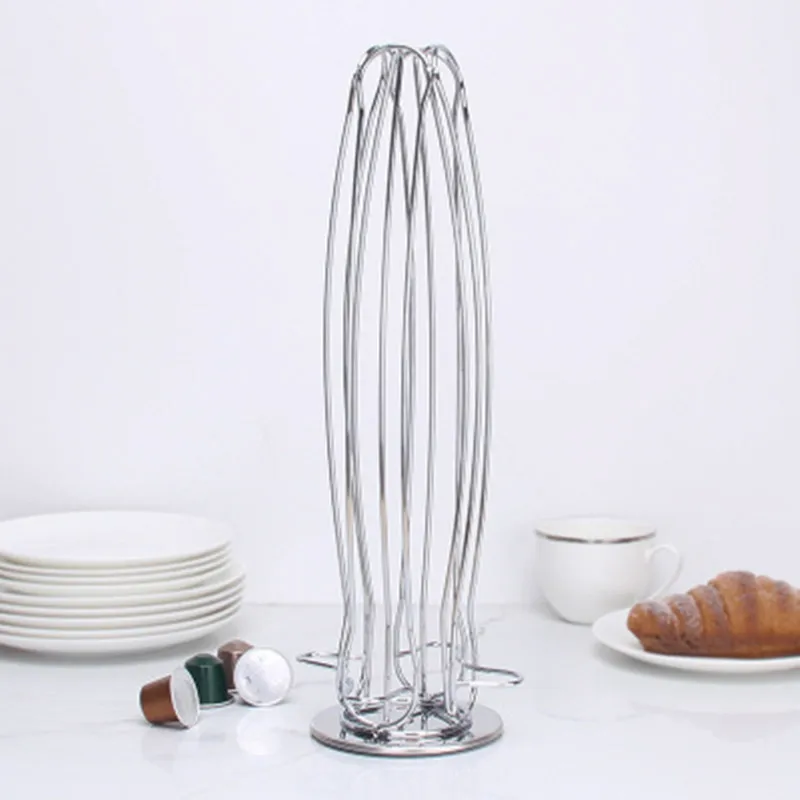 

Nespresso Pod Holder Rotatable Display Storage 40 PCS Capsule Metal Stand Rack 2020 Plating Stainless Curve Rotate Coffee Rack