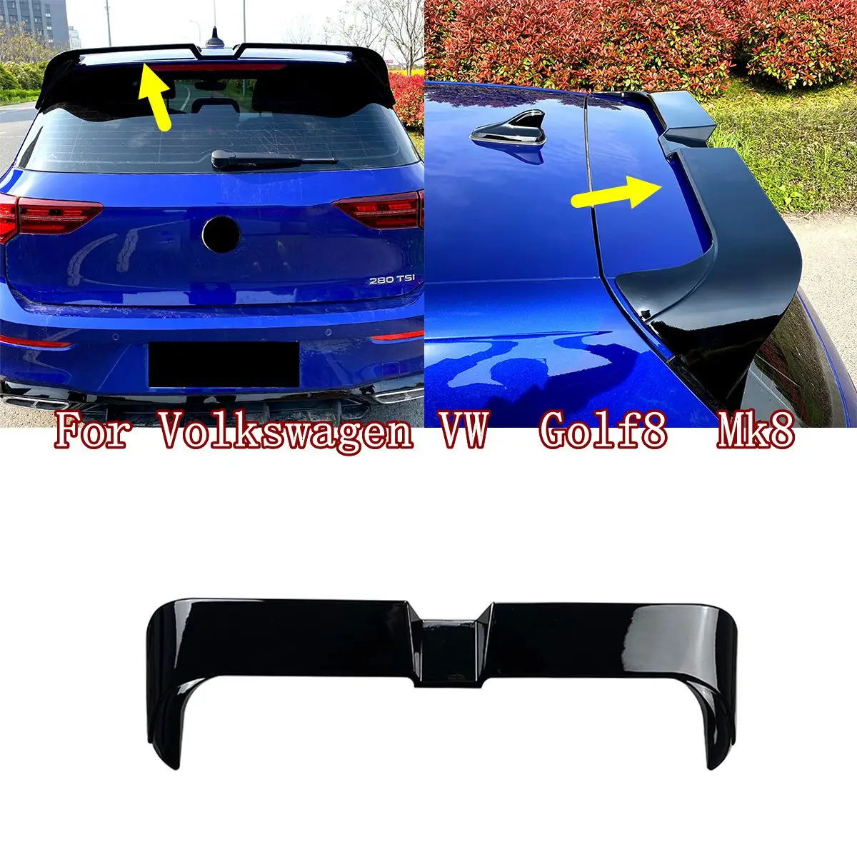 

Car Rear Roof Spoiler Splitter Lip Window Wing Fit For Volkswagen VW Golf8 Mk8