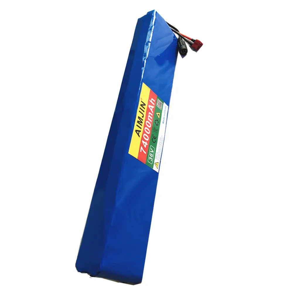 

T-type 36V Battery 10S4P 74Ah 500-1000W High Power and Capacity 42V18650 Lithium Battery Electric Car Bicycle Motor Scooter BMS