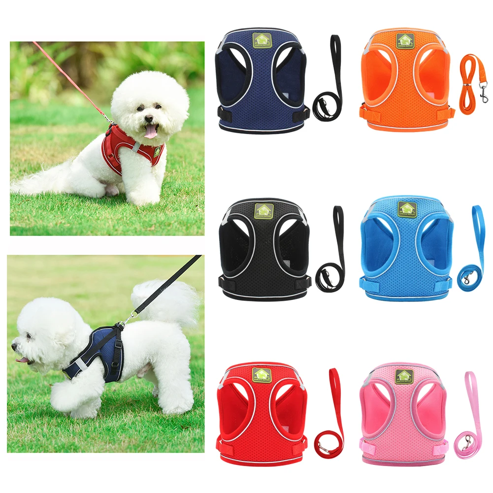 Нейлоновый сетчатый жилет для щенков кошек Светоотражающий поводок и собак