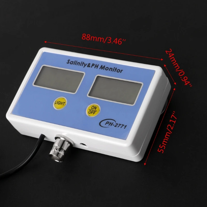 

L9BE 2in1 Digital Salinity & PH Meter Water Quality Monitor Test pH-2771 for Aquarium