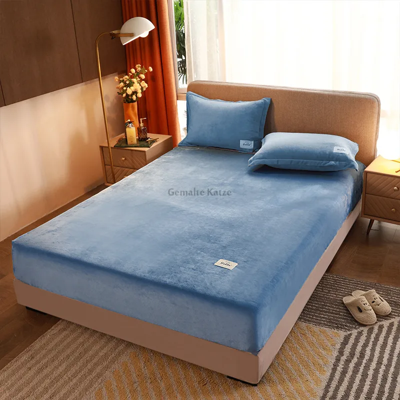 

1PC Fitted Sheet Winter cozy Warm Bed Linen Home Thickened Soft Milk Velvet Mattress Cover Adult Kids Multiple sizes Bedspread
