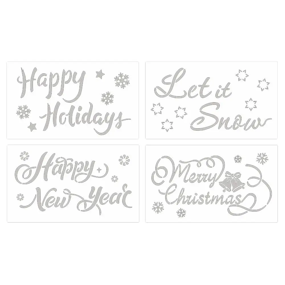 

Flip Chart 4Pcs Merry Christmas Hollow Greeting Drawing Templates Measuring Rulers Stencils For Present Office School Supplies