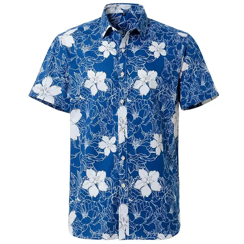 

Summer Floral Hawaiian Men's Shirt Short Sleeve Regular Fit Beach Wearing Factory Direct Sell