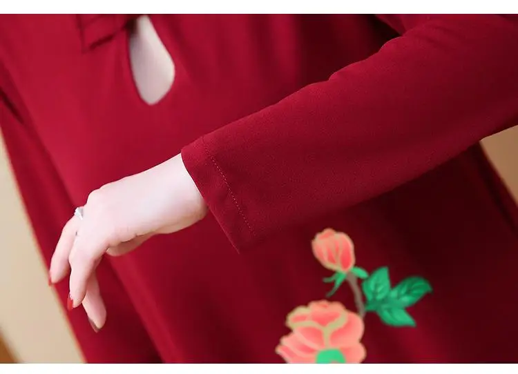 

5XL 6XL 2020 Spring Plus Size Women Vintage Dress Casual Cheongsam Chinese Style Print Dresses Large Size Elegant Party Vestidos