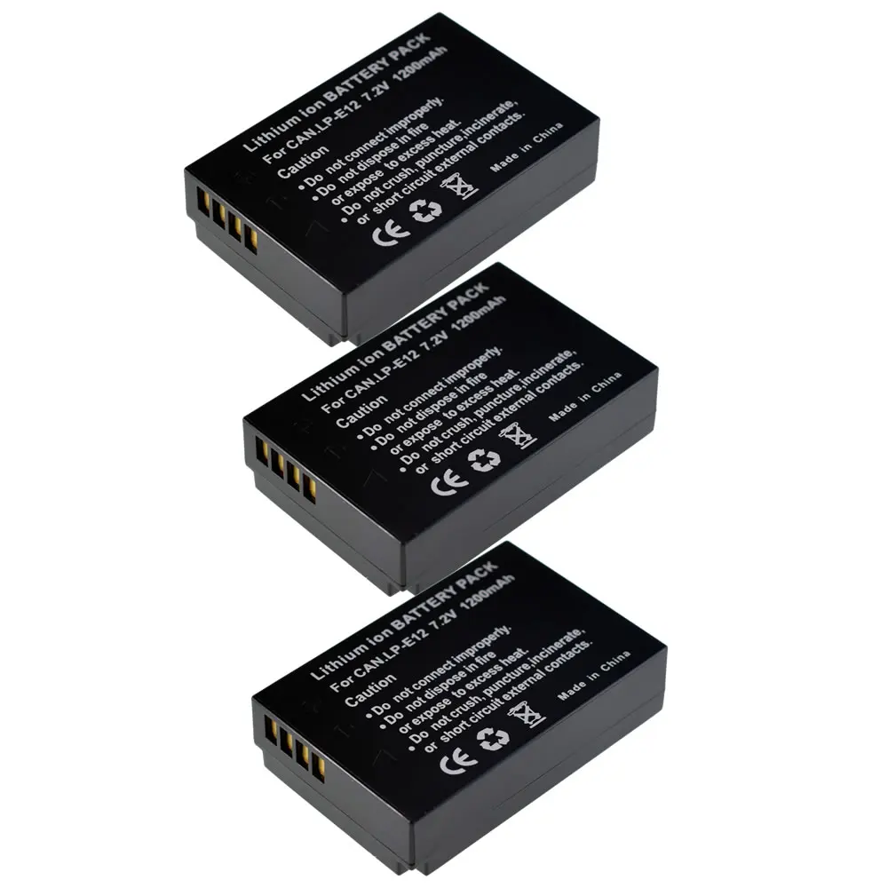 3X 1200 мА/ч декодировать LP E12 Батарея для цифровой однообъективной зеркальной