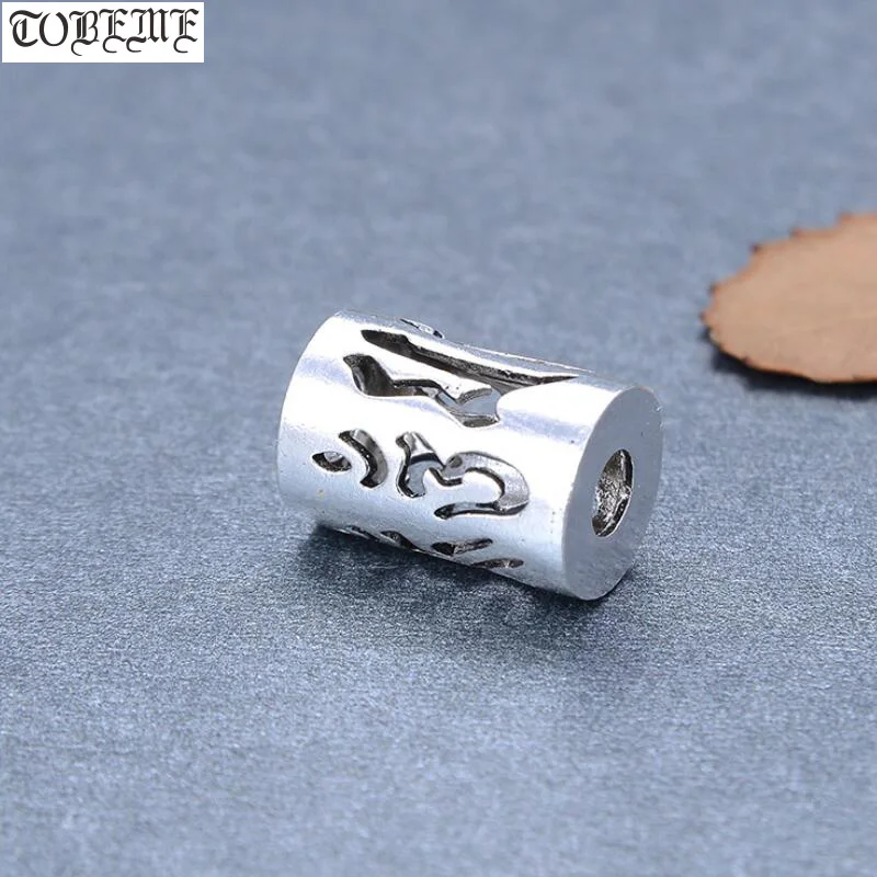 

100% 925 Silver Tibetan Six Words Proverb Beads Buddhist OM Mani Padme Hum Beads DIY Jewelry Findings Tibetan Beads