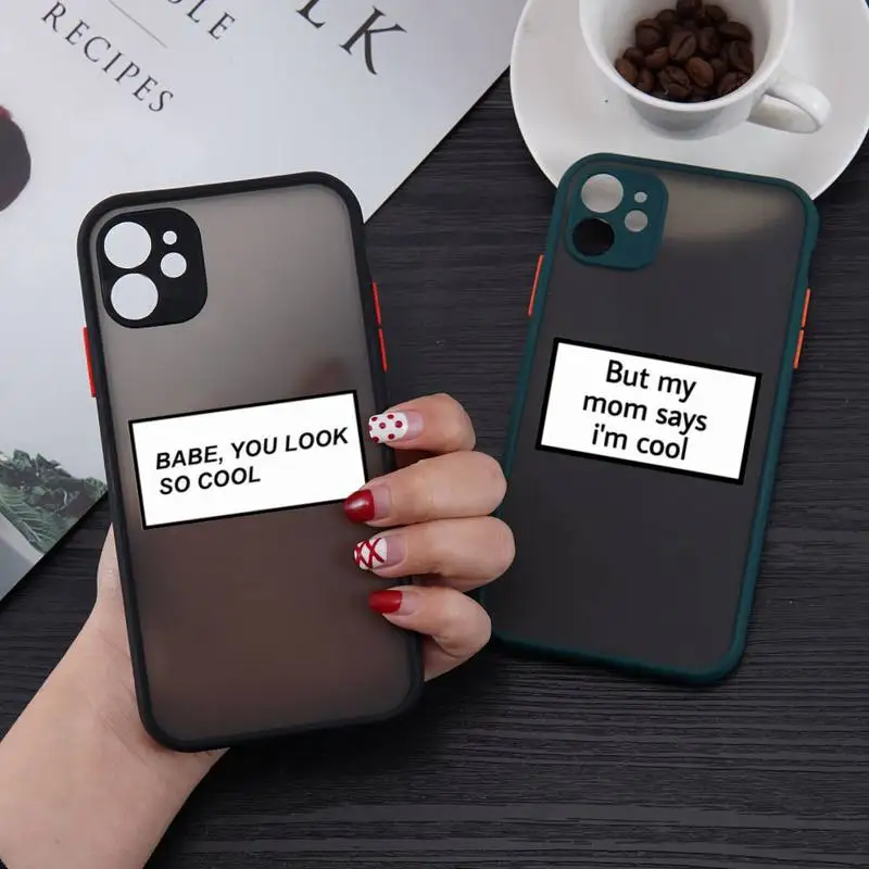 

Sorry if i looked interested letters Phone Case matte transparent For iphone 7 8 11 12 plus mini x xs xr pro max cover