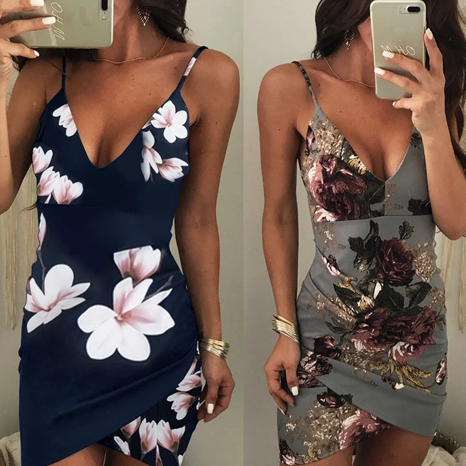 Сексуальное Вечернее Вечеринка Короткий Платье Глубокий Погружение