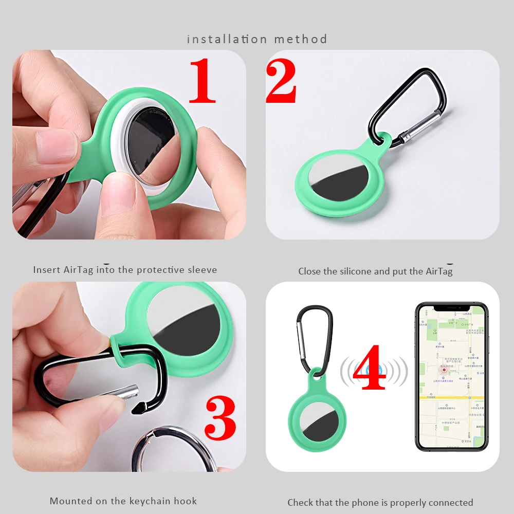 

2 Pcs For AirTags Cases Cartoon key hook dog Anti-lost Silicone Protective Case for Air Tags Locator Tracker Protection Cover