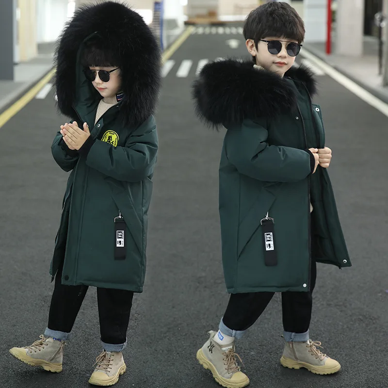 Паркер с большим меховым воротником для мальчиков зимняя хлопковая куртка