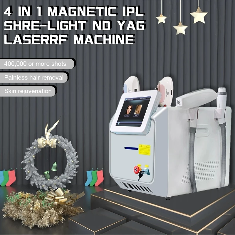 

The latest 4 in 1 portable 360 magneto-optical IPL/OPT/E-Light YAG laser tattoo salon beauty machine