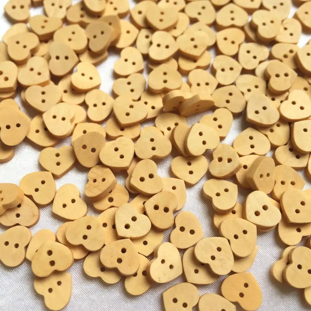 100 шт./компл. натуральный для пришивания пуговиц Корабль сердце деревянные