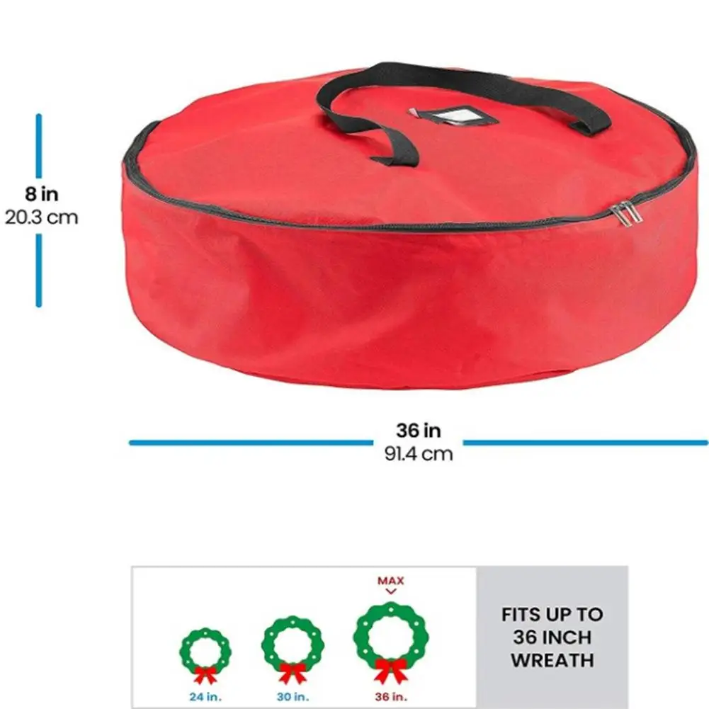 

Christmas Gift Decoration Storage Bag 600D Oxford Cloth Waterproof Dust-proof Christmas Bell Wreath Storage Bag 91*91*20CM