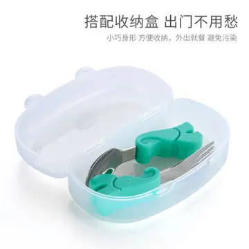 

Children's spoon fork baby learn to eat short handle stainless steel spoon fork baby training tableware set complementary fork