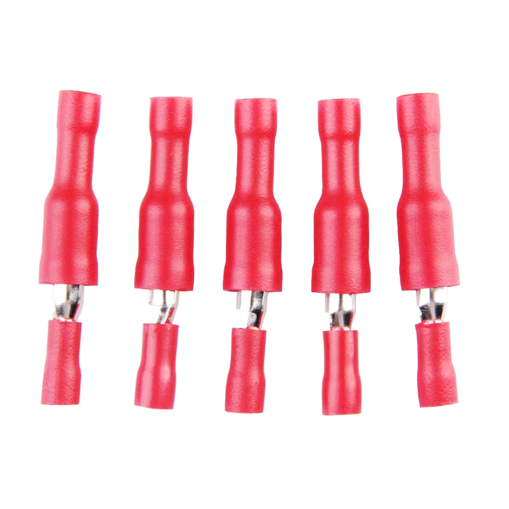 100 шт. красные изолированные гнездовые и мужские пулевидные стыковые соединители