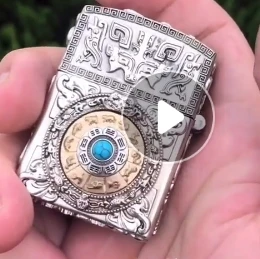 TH watch video 8 style Будда тиснение тибетский серебряный латунный 12 Зодиак Двусторонняя вращающаяся зажигалка с zpo вставкой