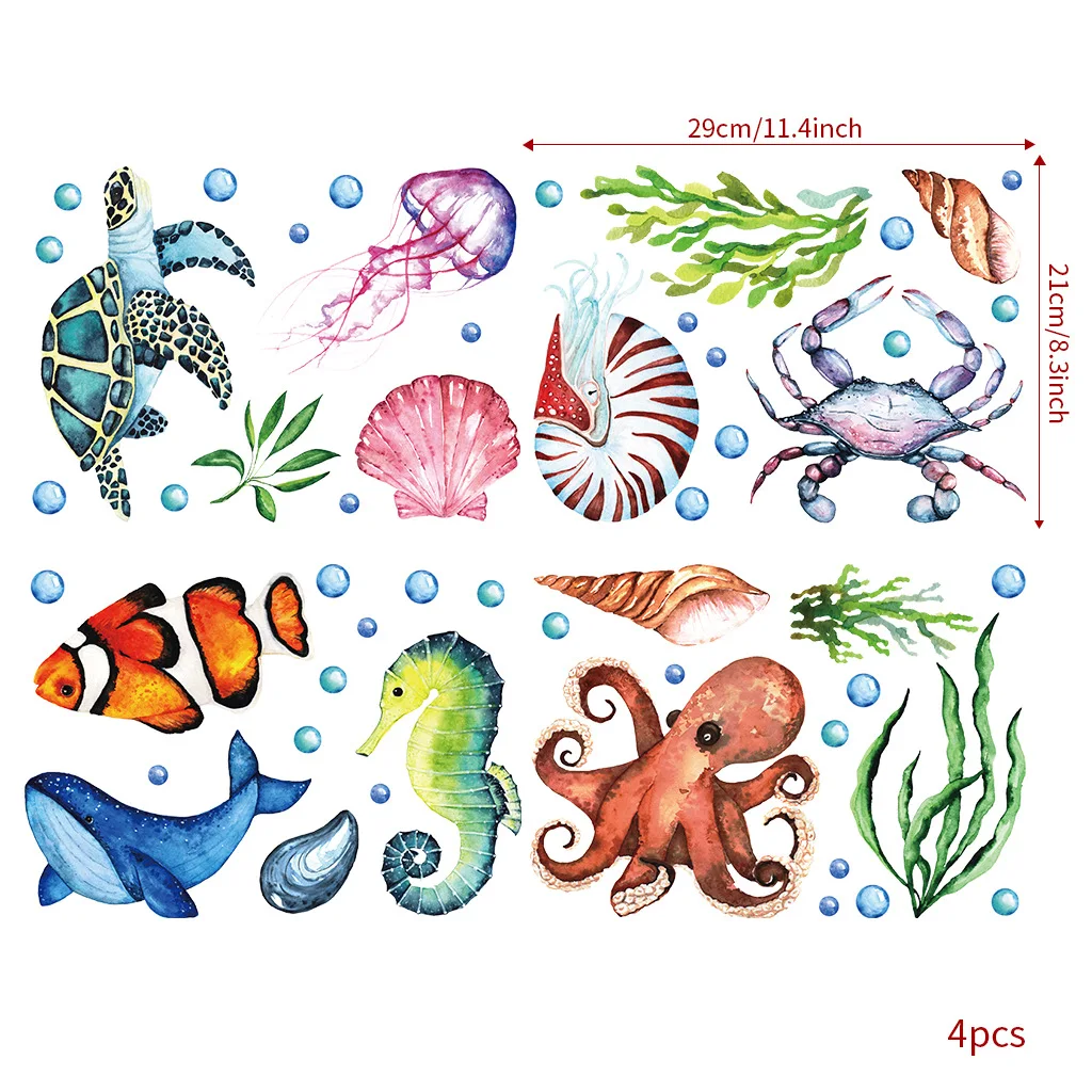 

Marine Life Elements Wall Stickers Cartoon Luminous Wall Decal Wallpaper for Kids Baby Children's Room Bedroom Home Decor