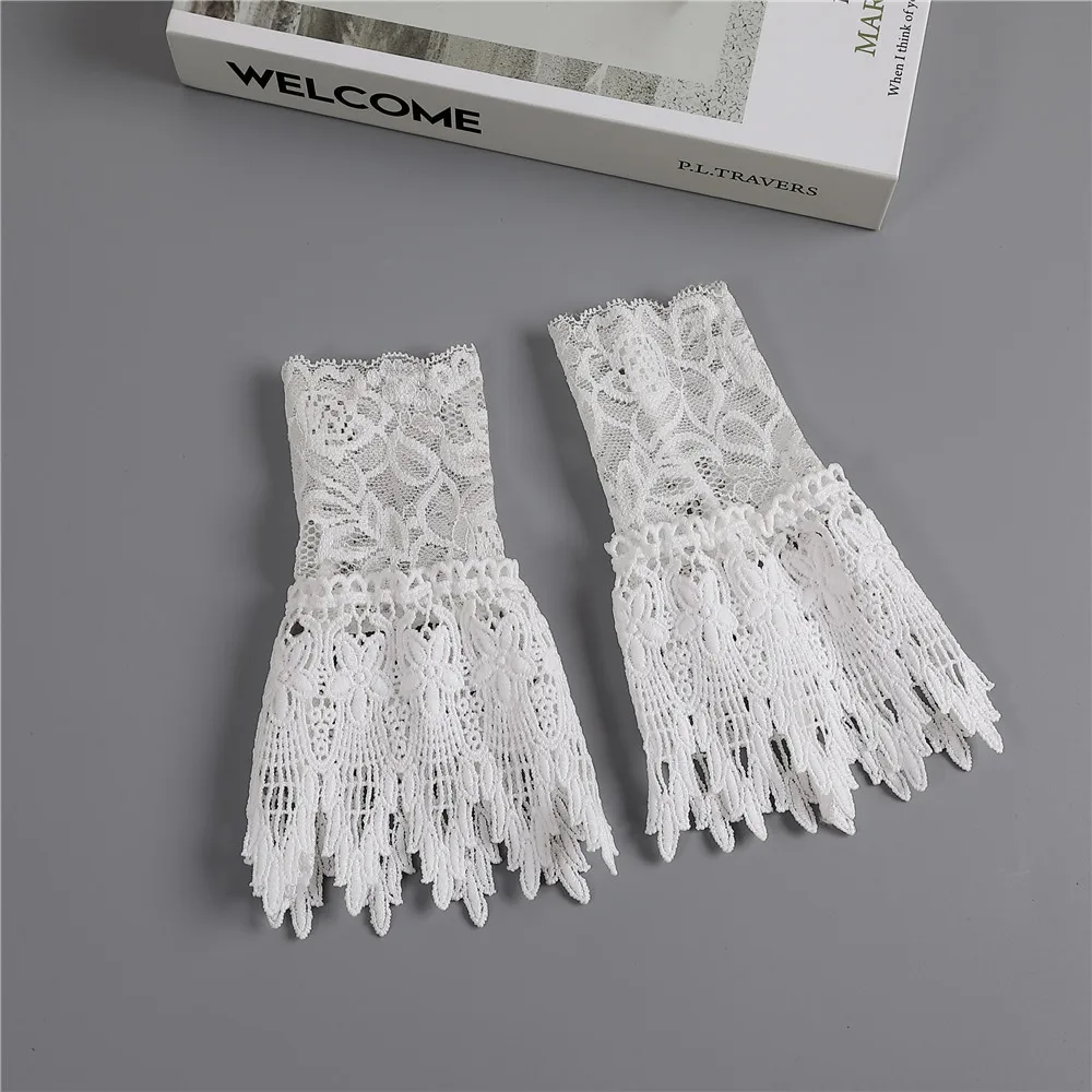 

Retro Detachable Sleeve Fake Cuffs Detachable Shirt Multi Layer Ruffles Solid Color False Cuffs Wristband Decorative Accessory