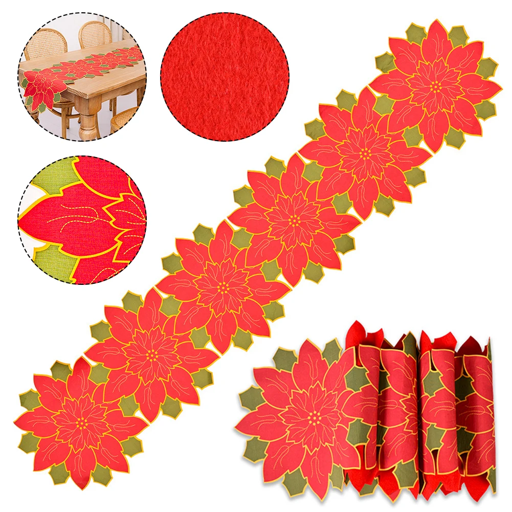 

1Pcs Christmas Gift Flower Table Runner Party Decor Table Cloth Centerpiece Pretty Well For 2022 Home Christmas Decorations