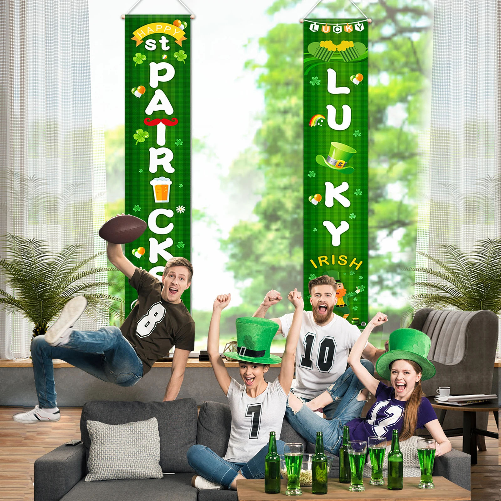 

St. Patricks Day Decorations Porch Sign Happy St Patricks Day Welcome Hanging Banners Irish Holiday Decor