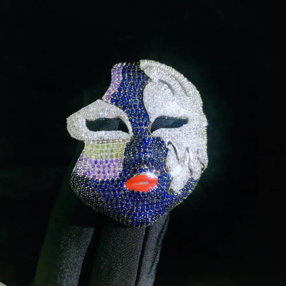 cubic zircon mask brooch unisex jewelry 925 sterling silver fine women men free shipping high quality | Украшения и аксессуары