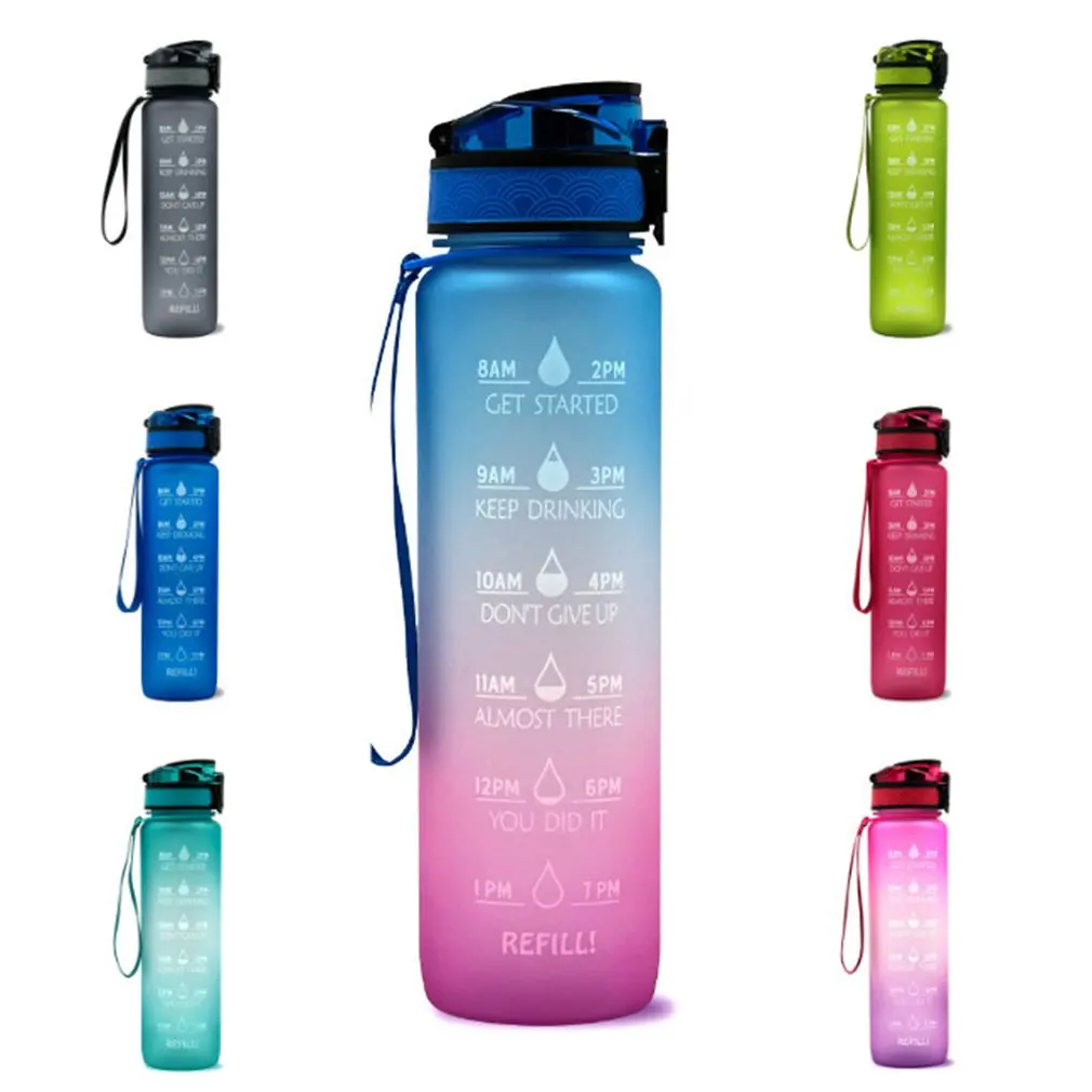 

Hot Sale Kids 1L Plastic Portable Water Bottle Frosted Gradient Bouncing Cup Sports Space Cup Sports Fitness Outdoor Bottle