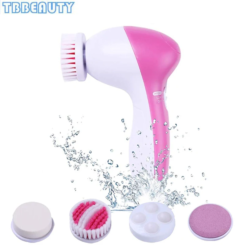 Щетка для чистки лица вращающаяся щетка массажер с 5 насадками очиститель шайба