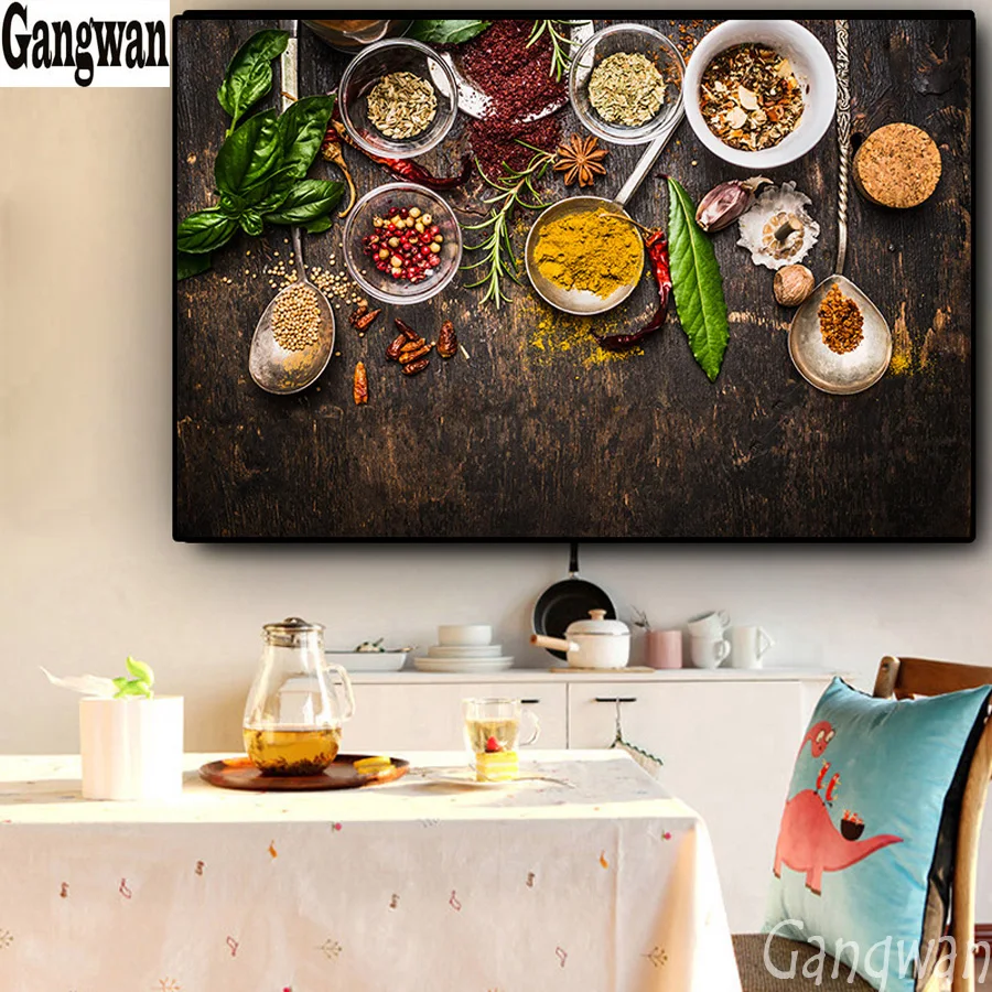Ложка для специй перец кухня DIY алмазная живопись вышивка еда картина мозаика
