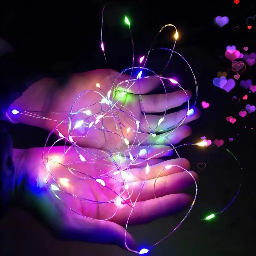 

LED String Lights USB Battery Box Powered Colorful Warm Light LED Copper Wire Bedroom Starry Decorative Lights Colorful 20m
