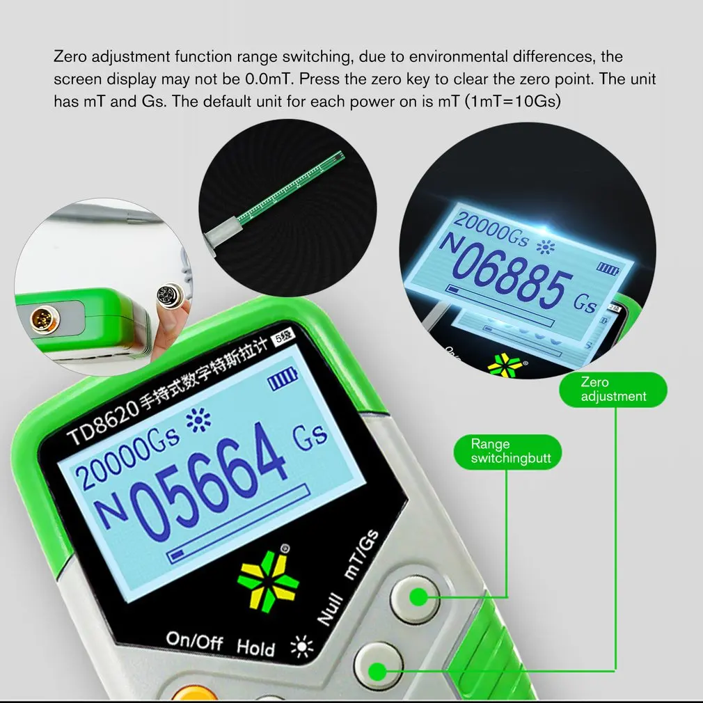 NEW TD8620 Permanent Magnet Gauss Meter Handheld Digital Magnetic Flux Surface Field Test 5% Accurac | Инструменты