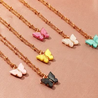 necklaces for women wild acrylic butterfly pendant necklace clavicle twist chain