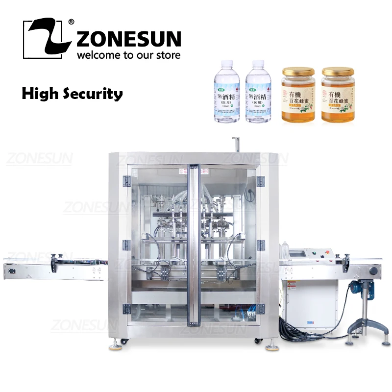 

ZONESUN Vertical Explosion Proof Shampoo Inflammble Liquid Cream Ketchup Servo 6 Heads Filling Machine for Production Line