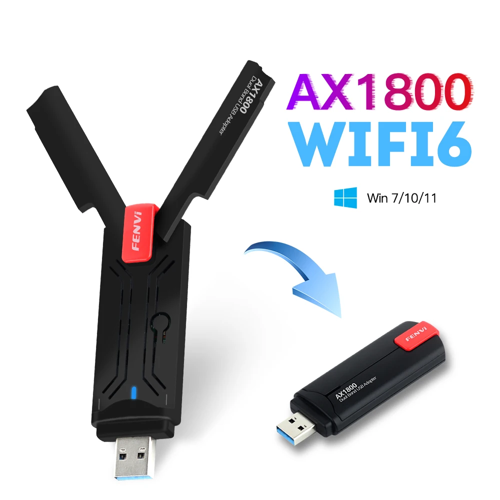Wifi 6 USB 3.0 Wifi Adapter 1800Mbps 2.4G/5GHz USB Wi-fi Dongle Wireless Wlan Card Receiver With Hign Gain Antenna Win 7 10 11