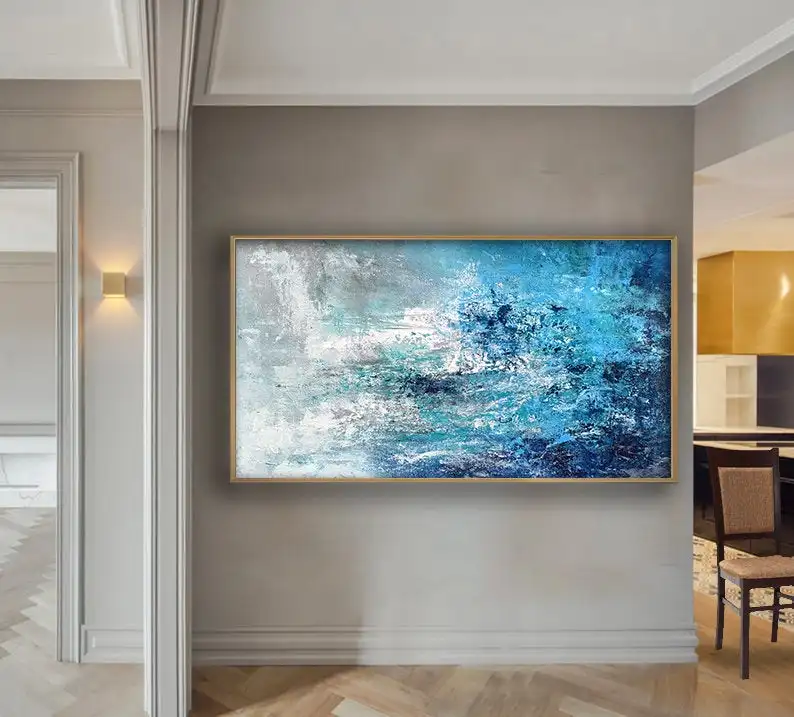 

Blue And Grey Abstract Painting,Extra Large Painting, Oversized Painting,Large Wall Art,Original Painting, Modern Art, Wall Art